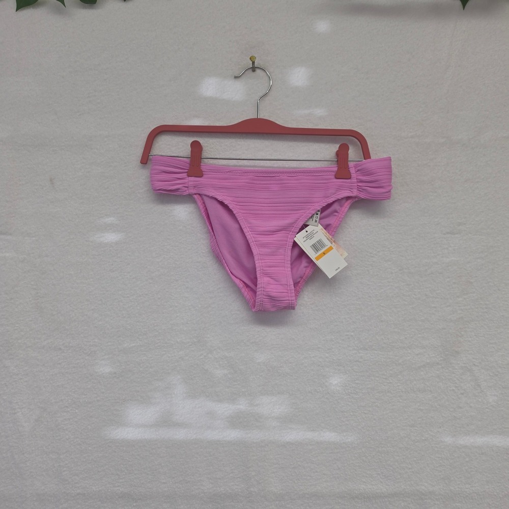 *NWT* Jessica Simpson Azaelia Pink Ribbed Ruched Bikini Bottom Small